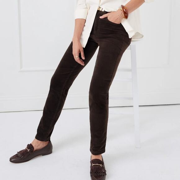 NWT J. McLauglin Watson Pants Dark Chocolate Corduroy Slim Fit Womens Size 4 - Picture 1 of 10